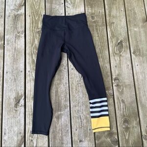 ** Zyia Active Black Yellow & White Stripe Colorblock Leggings Size 4